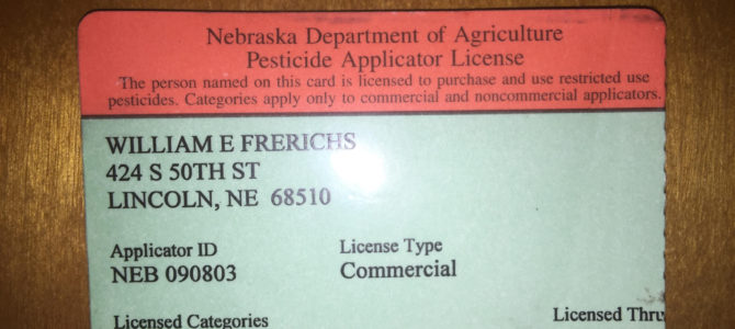 State of Nebraska Pesticide Applicator License